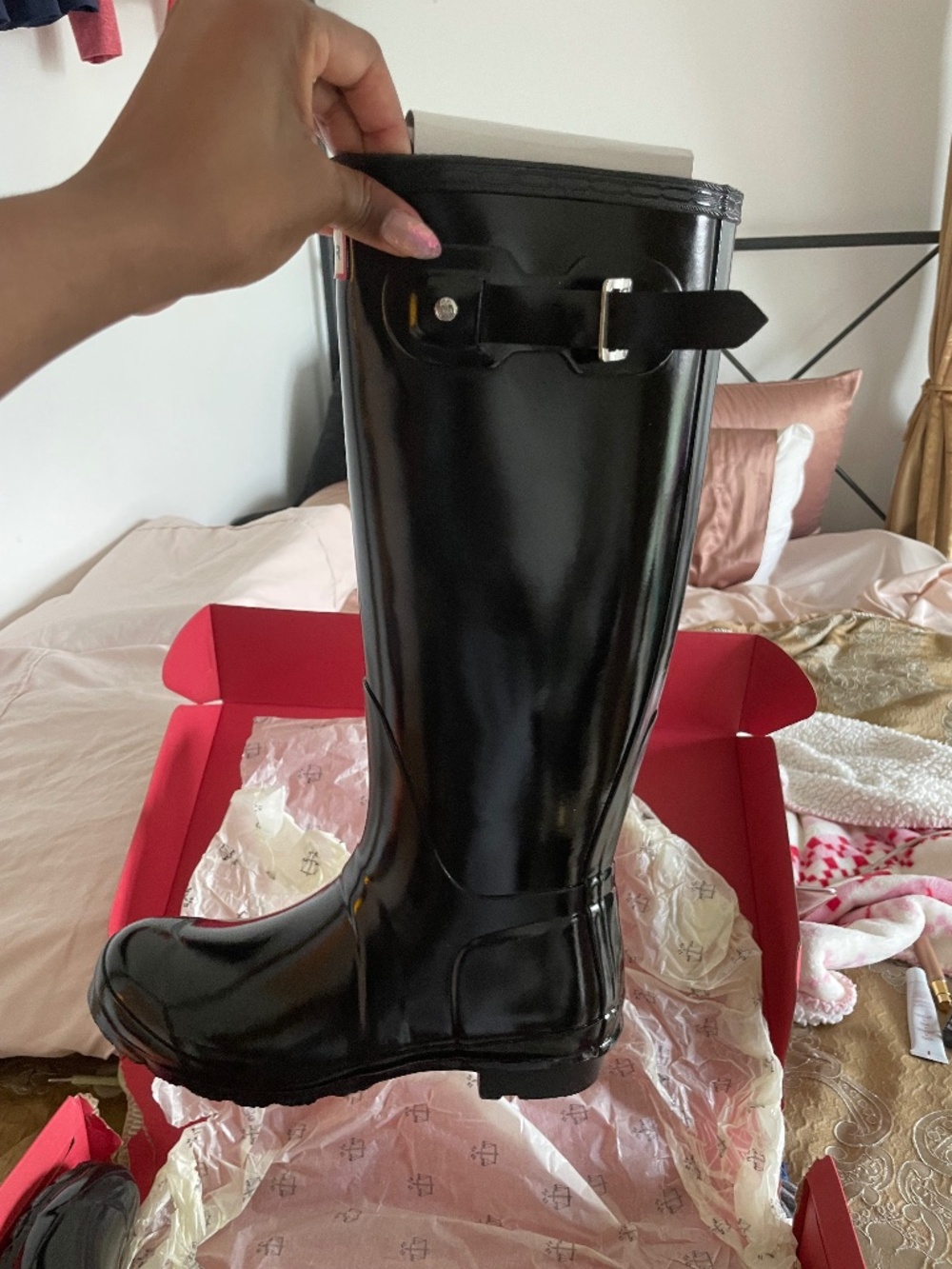 Hunter Glossy Black Original Tall Rainboots